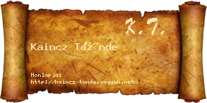 Kaincz Tünde névjegykártya
